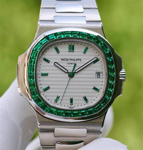 patek philippe nautilus emerald bezel|patek philippe nautilus gold.